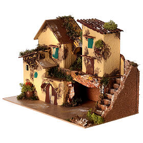 Houses with stable, arch and stairs for 6 cm Nativity Scene 20x30x20 cm