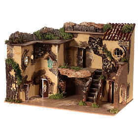 Farmhouse with stable and stairs for 5 cm Nativity Scene 20x30x20 cm