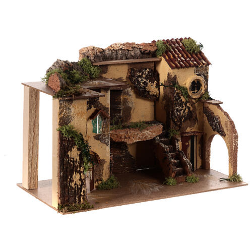 Farmhouse with stable and stairs for 5 cm Nativity Scene 20x30x20 cm 3