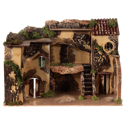 Casolare presepe statuine 5cm balcone rocce 20x30x20 1