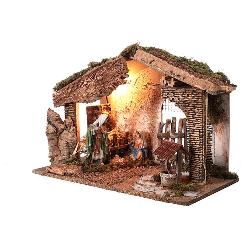 Nativity stable with lights and well for 16 cm Nativity Scene 30x50x25 cm 3