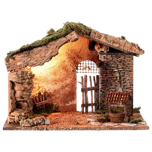 Nativity stable with lights and well for 16 cm Nativity Scene 30x50x25 cm 5