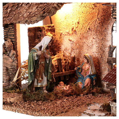Nativity stable 16 cm illuminated well 30x50x25 nativity scene 2