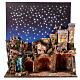 Village crèche avec Nativité ciel nocturne 70x60x35 cm pour santons 12 cm s6