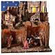 Osada szopka z postaciami sceny Bożego Narodzenia 12 cm, nocne niebo, 70x60x35 s2