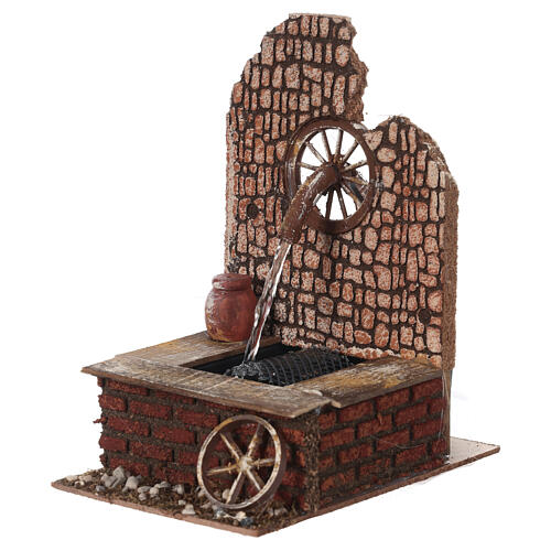 Fontaine crèche avec roue, filet et pompe pour santons 10 cm 20x10x15 cm 2