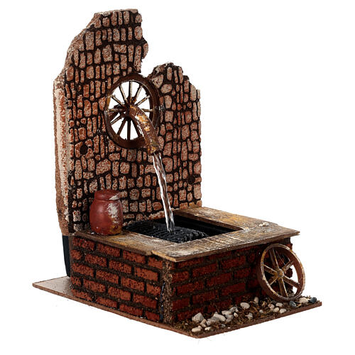 Fontaine crèche avec roue, filet et pompe pour santons 10 cm 20x10x15 cm 3