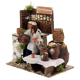 Wine seller, animated Nativity Scene with 8 cm characters, 15x15x10 cm