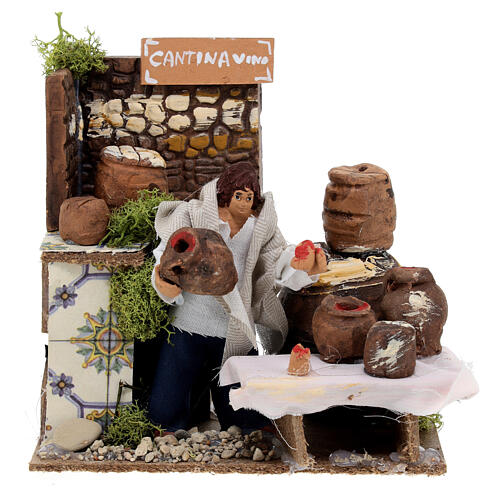 Wine seller, animated Nativity Scene with 8 cm characters, 15x15x10 cm 1
