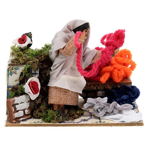 Wool seller animated nativity 8 cm 15x15x10 cm 1