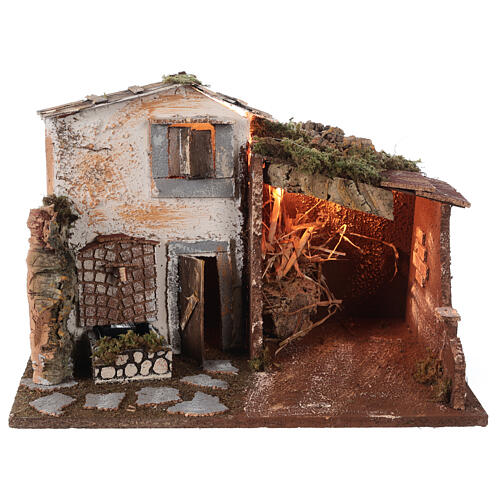 Farmhouse with Nativity stable and fountain for Nativity Scene of 16 cm characters 30x45x30 cm 6