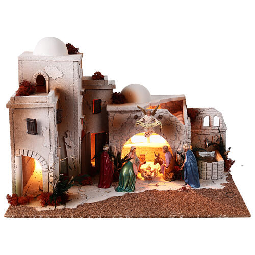 Puits Pour Crèche De Noël En Résine 12 Cm - Décoration Avec Sceau Et Arbre, Peint à La Main, Pour Santons 12 Cm