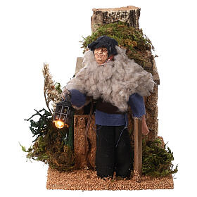 Shepherd with lantern, animeted 12 cm character for Nativity Scene, 15x10x15 cm