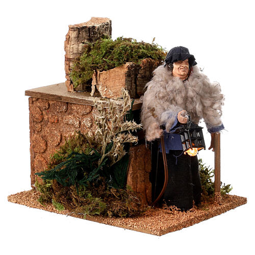 Pastore con lanterna in movimento 15x10x15 cm presepe 12 cm 3