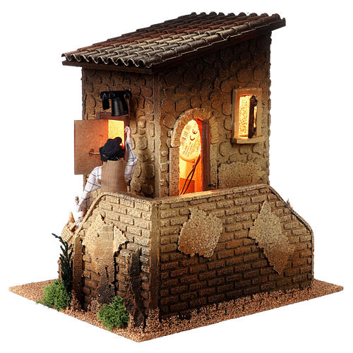 Man and woman at the window, animeted 12 cm characters for Nativity Scene, 30x20x25 cm 2