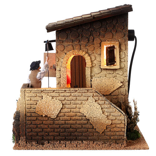 Man and woman at the window, animeted 12 cm characters for Nativity Scene, 30x20x25 cm 3