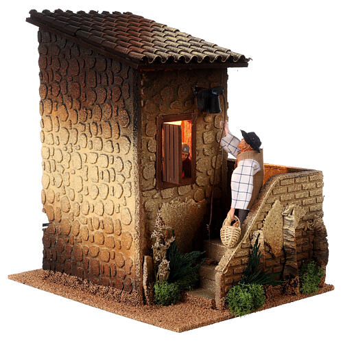 Man and woman at the window, animeted 12 cm characters for Nativity Scene, 30x20x25 cm 5