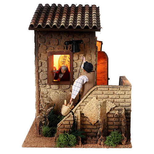 Animated man and woman at the window 12 cm nativity 30x20x25 cm 1
