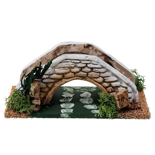 Kleine Brücke aus Kork und Holz 5x15x5 cm für Krippe, 8-12 cm 1