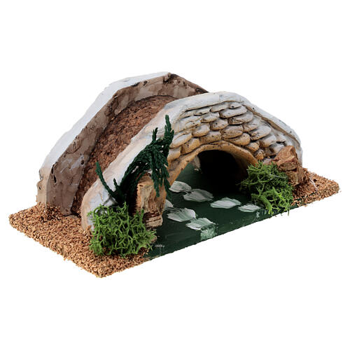 Mały most z korka i drewna, 5x15x5 cm, do szopki 8-12 cm 3