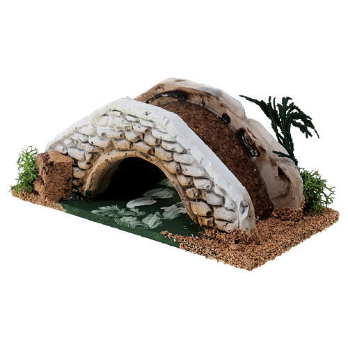 Mały most z korka i drewna, 5x15x5 cm, do szopki 8-12 cm 5