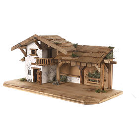 Wooden stable with balcony 35x70x30 cm for 10 cm Nativity Scene