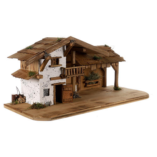 Wooden stable with balcony 35x70x30 cm for 10 cm Nativity Scene 3