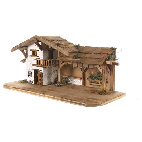 Stalla legno balconcino 35x70x30 presepe 10 cm 2