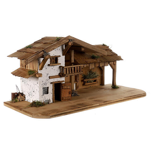 Stalla legno balconcino 35x70x30 presepe 10 cm 3