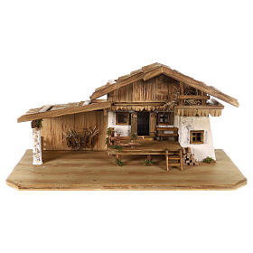 Wooden stable with deck 40x80x40 cm for 12 cm Nativity Scene
