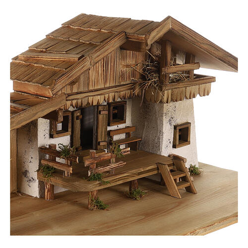 Wooden stable with deck 40x80x40 cm for 12 cm Nativity Scene 2