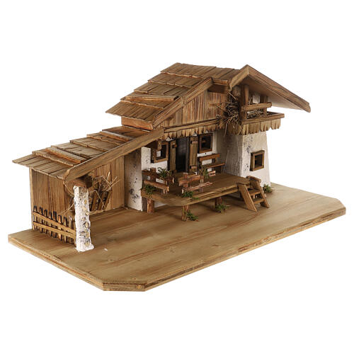 Wooden stable with deck 40x80x40 cm for 12 cm Nativity Scene 4