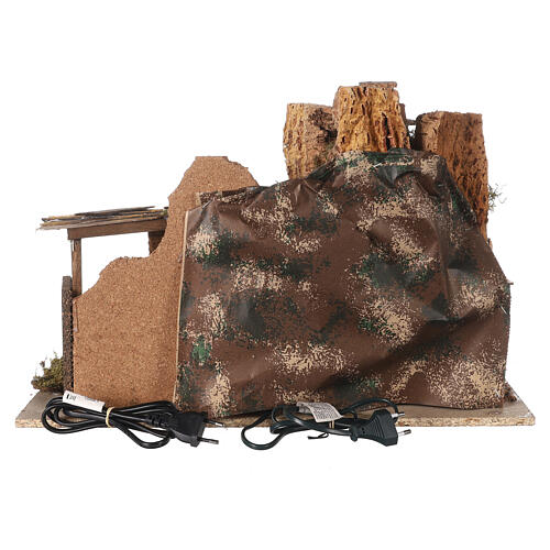 Capanna illuminata mulino 35x50x30 cm presepe 10 cm 5