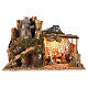 Illuminated stable with mill 35x50x30 cm, 10 cm nativity set s1