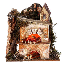 Oven with fire-effect light 15x20x10 cm for 8 cm Nativity Scene