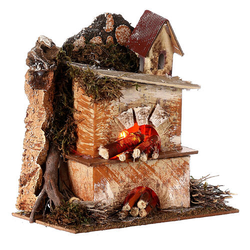 Oven with fire-effect light 15x20x10 cm for 8 cm Nativity Scene 3