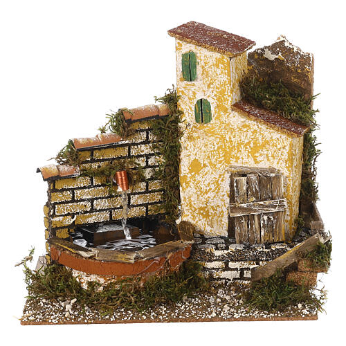 Fountain with small house, 20x20x15 cm, for 10 cm Nativity Scene 1