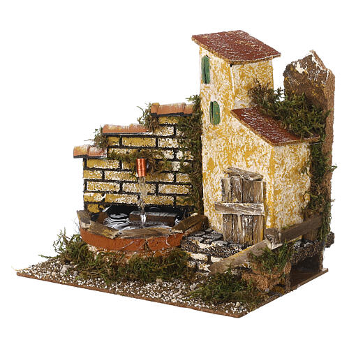 Fountain with small house, 20x20x15 cm, for 10 cm Nativity Scene 2