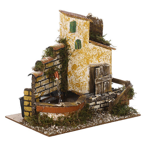 Fountain with small house, 20x20x15 cm, for 10 cm Nativity Scene 3