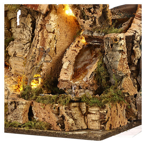 Nativity cave with waterfall and lights, 35x60x35 cm, for 16 cm Nativity Scene 2