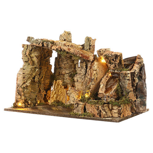 Nativity cave with waterfall and lights, 35x60x35 cm, for 16 cm Nativity Scene 3
