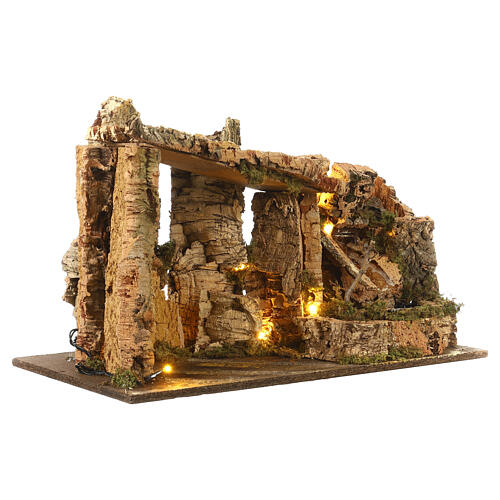 Nativity cave with waterfall and lights, 35x60x35 cm, for 16 cm Nativity Scene 4