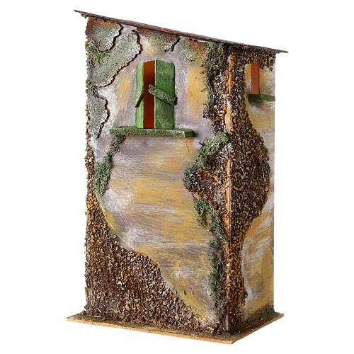 Moranduzzo tall house with light, cardboard 50x30x20 cm, 10 cm nativity scene 2