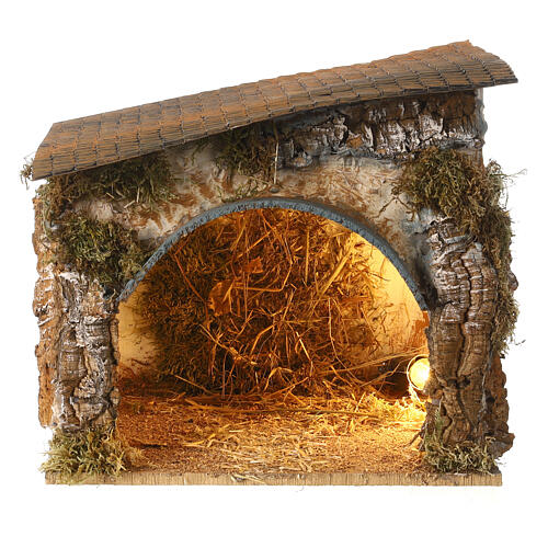 Stable with light 30x30x20 cm for 10 cm Moranduzzo Nativity Scene 1