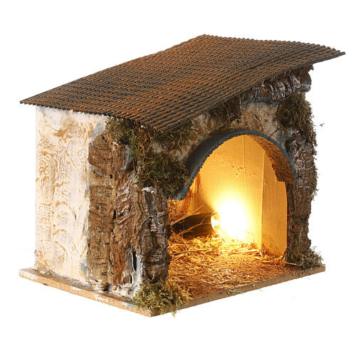 Stable with light 30x30x20 cm for 10 cm Moranduzzo Nativity Scene 3