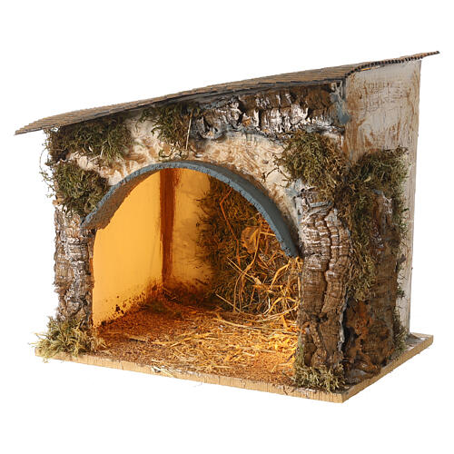 Capanna con luce 30x30x20 cm Moranduzzo presepe 10 cm 2
