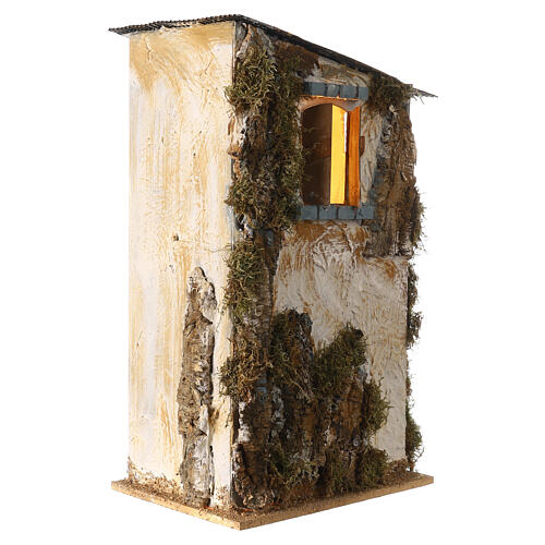 Hand-plastered house 50x30x20 cm for 10 cm Moranduzzo Nativity Scene 3