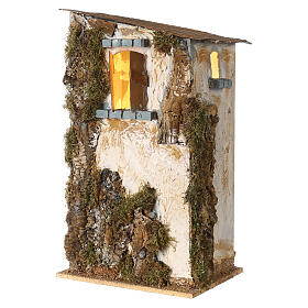 House stuccoed by hand 50x30x20 cm Moranduzzo line, 10 cm nativity scene