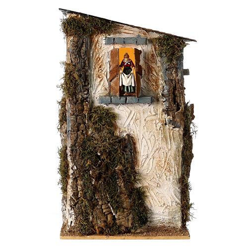 Haus 50x30x20 cm Frau mit Blick auf Moranduzzo Krippe, 10 cm 1