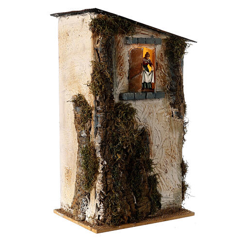 Dom 50x30x20 cm, kobieta w oknie, Moranduzzo, szopka 10 cm 3